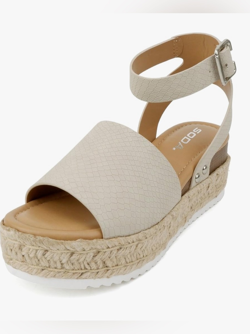 Soda Women's Platform Sandal - Topic - Light Stone Cobra Nubuck - New